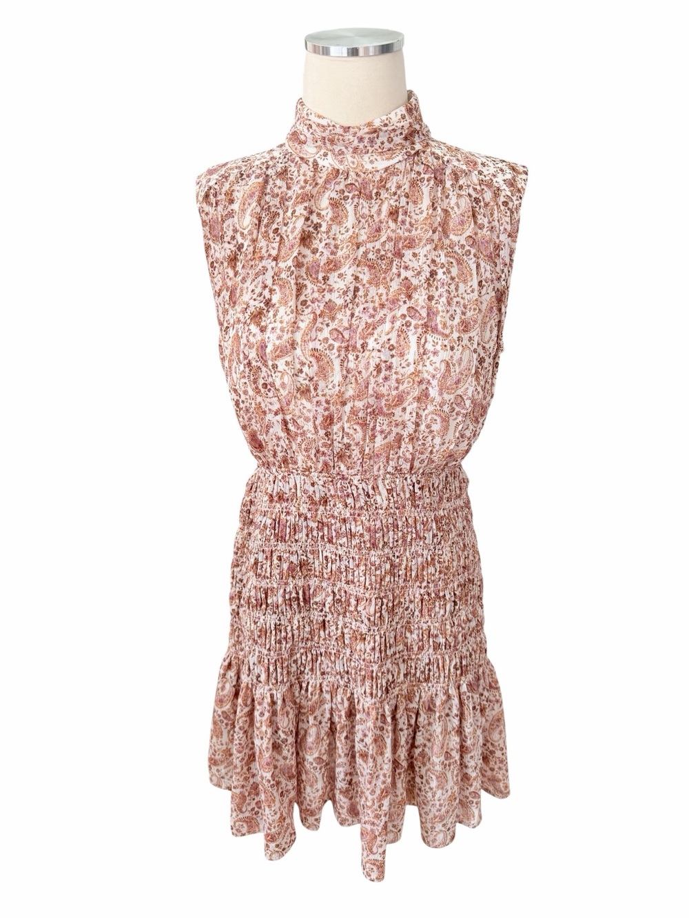 NWT House of Harlow Floral Smocked Waist Sleeveless Mini Dress Sz S - Picture 3 of 12